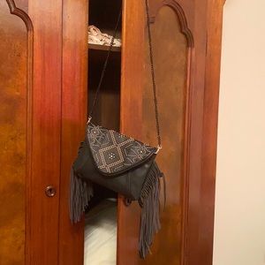 Black and Gold Chinese Laundry Purse with Tassels